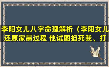 李阳女儿八字命理解析（李阳女儿还原家暴过程 他试图掐死我、打我）